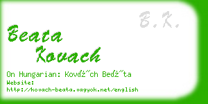 beata kovach business card